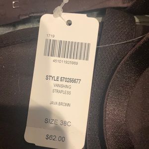 38c nwt Soma vanishing strapless Java Brown bra